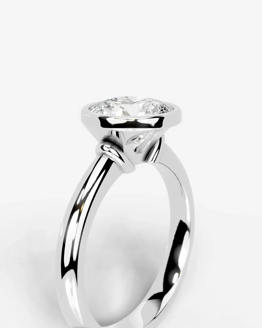 2 Carat Lab Grown Round Cut Diamond Bezel Set Solitaire Ring