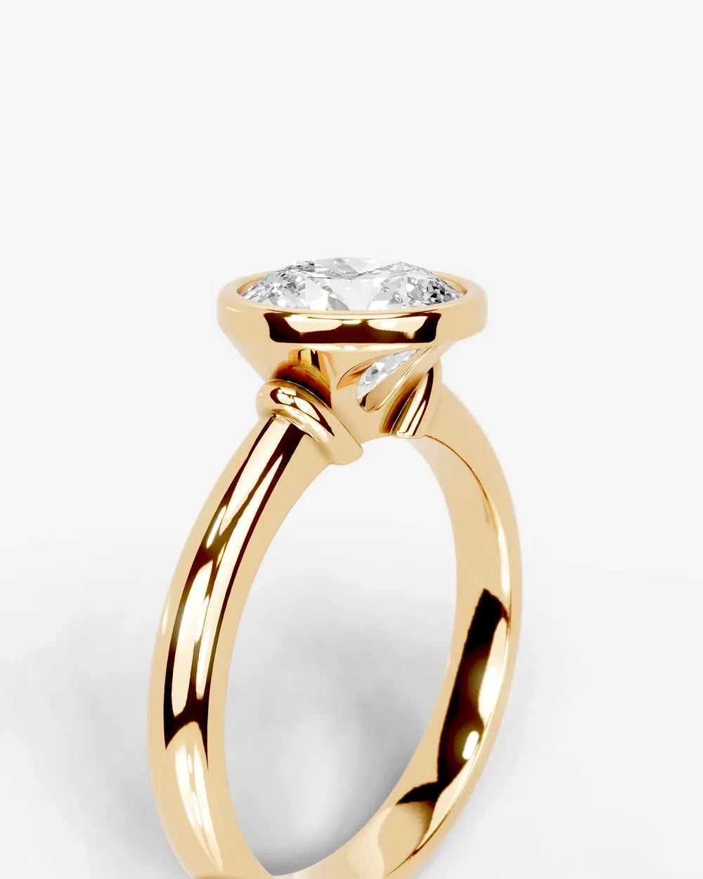 2 Carat Lab Grown Round Cut Diamond Bezel Set Solitaire Ring