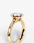 2 Carat Lab Grown Round Cut Diamond Bezel Set Solitaire Ring