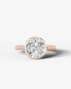 2 Carat Lab Grown Round Cut Diamond Bezel Set Solitaire Ring