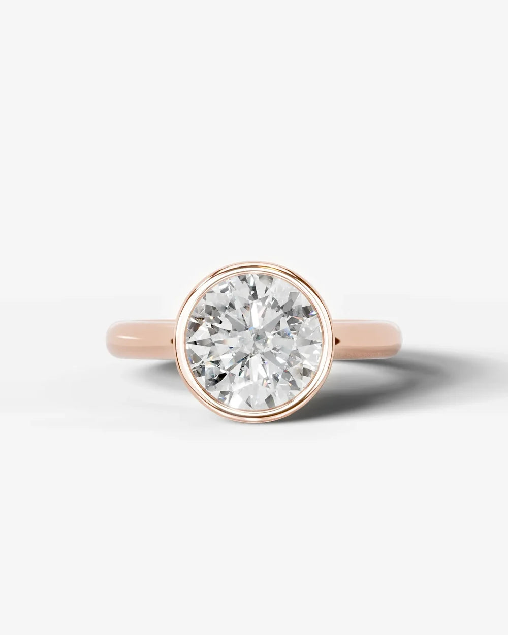 2 Carat Lab Grown Round Cut Diamond Bezel Set Solitaire Ring