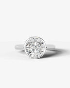 2 Carat Lab Grown Round Cut Diamond Bezel Set Solitaire Ring