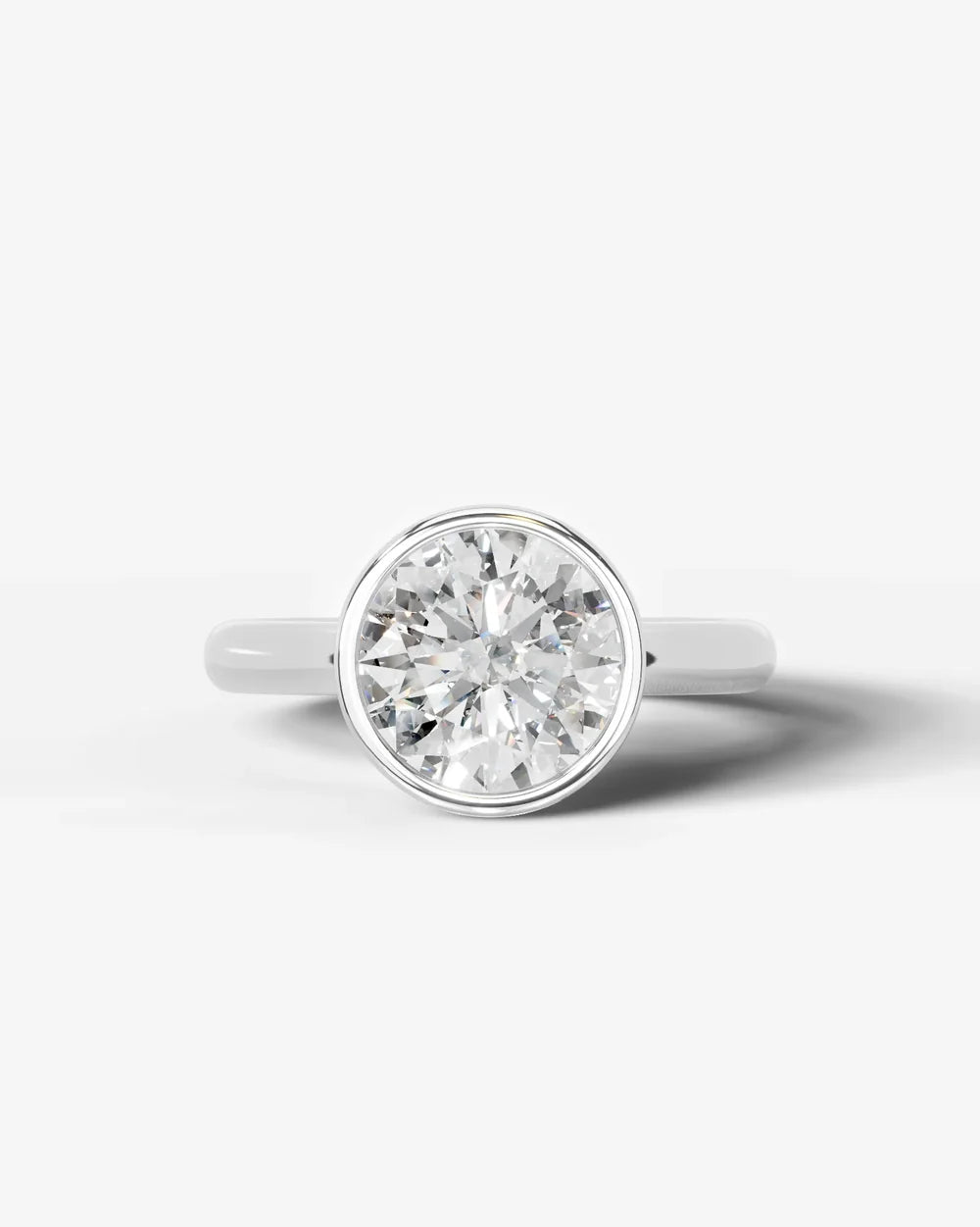 2 Carat Lab Grown Round Cut Diamond Bezel Set Solitaire Ring