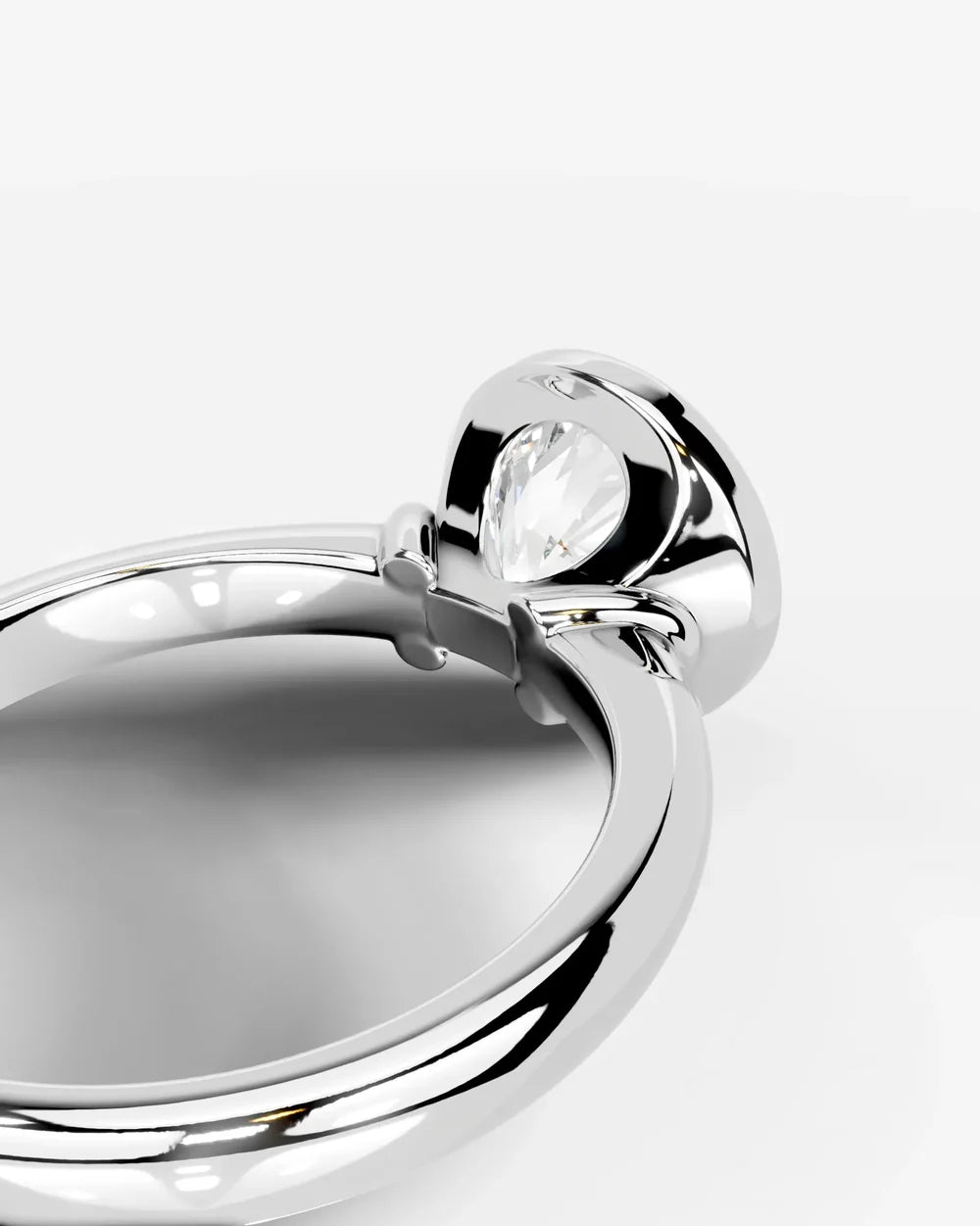 2 Carat Lab Grown Round Cut Diamond Bezel Set Solitaire Ring