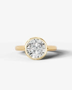2 Carat Lab Grown Round Cut Diamond Bezel Set Solitaire Ring