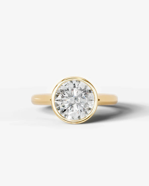 2 Carat Lab Grown Round Cut Diamond Bezel Set Solitaire Ring
