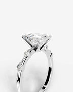 2 Carat Lab Grown Radiant Cut Diamond Engagement Ring with Accent Diamonds