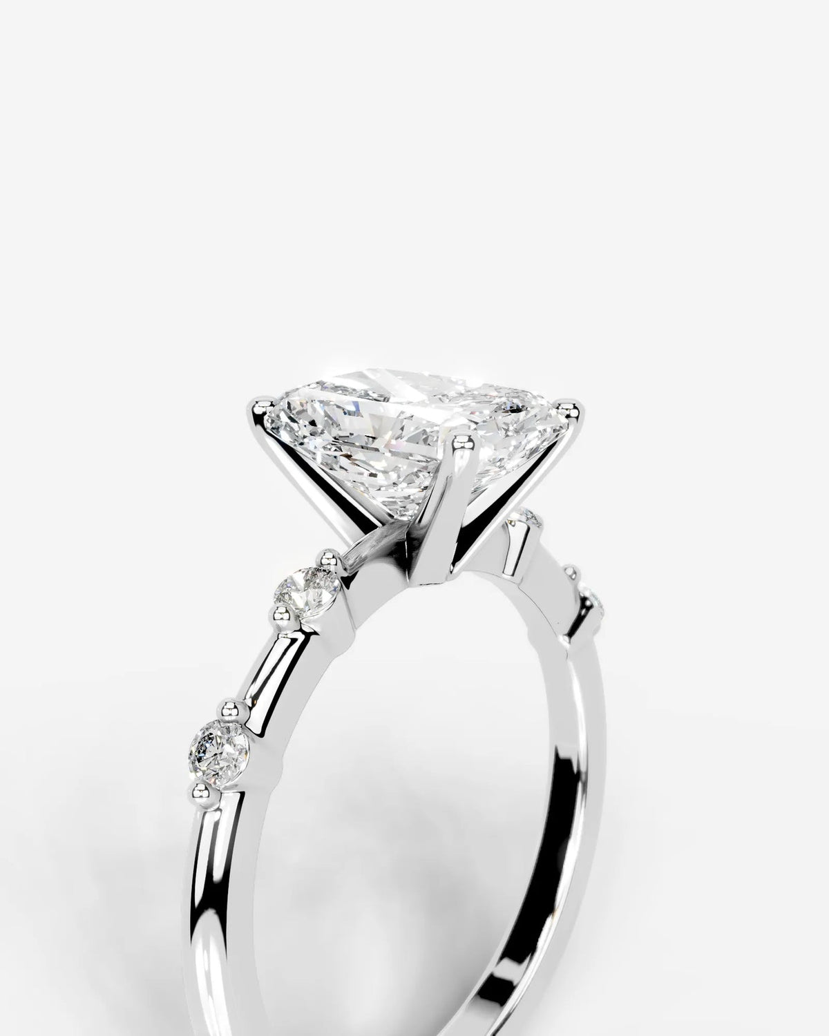 2 Carat Lab Grown Radiant Cut Diamond Engagement Ring with Accent Diamonds