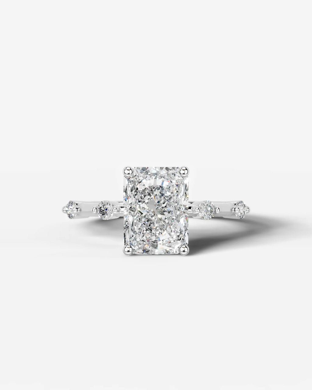 2 Carat Lab Grown Radiant Cut Diamond Engagement Ring with Accent Diamonds