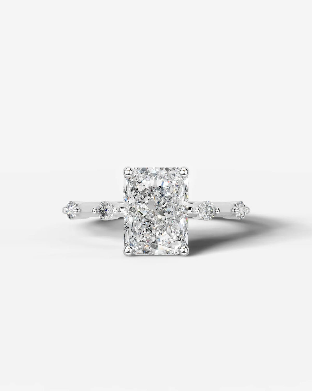 2 Carat Lab Grown Radiant Cut Diamond Engagement Ring with Accent Diamonds