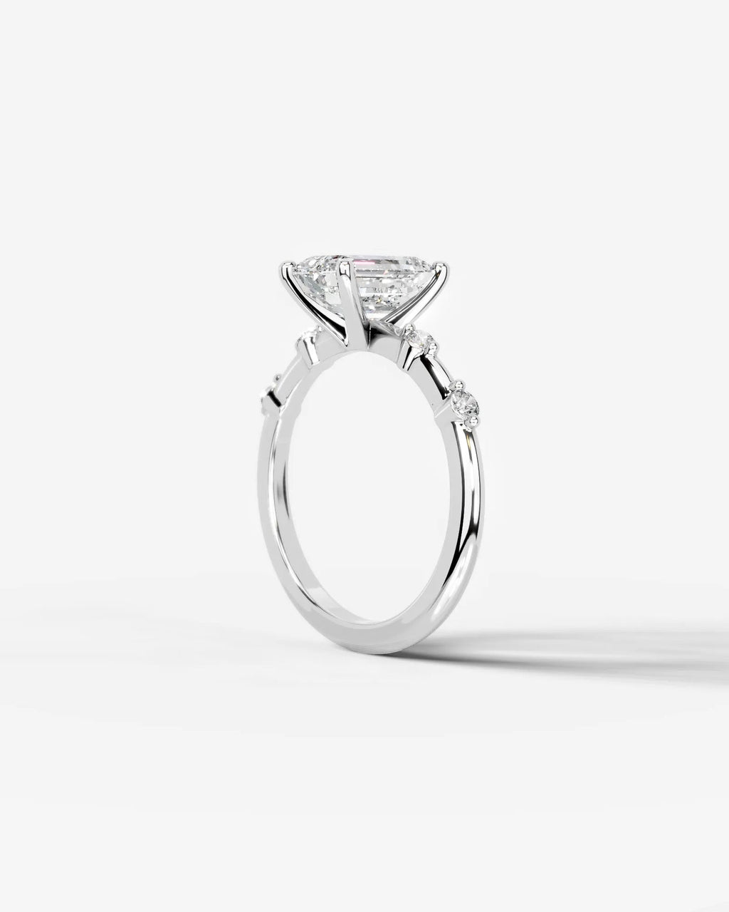 2 Carat Lab Grown Emerald Cut Diamond Engagement Ring with Accent Diamonds