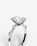 2 Carat Lab Grown Emerald Cut Diamond Engagement Ring with Accent Diamonds