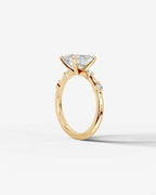 2 Carat Lab Grown Emerald Cut Diamond Engagement Ring with Accent Diamonds
