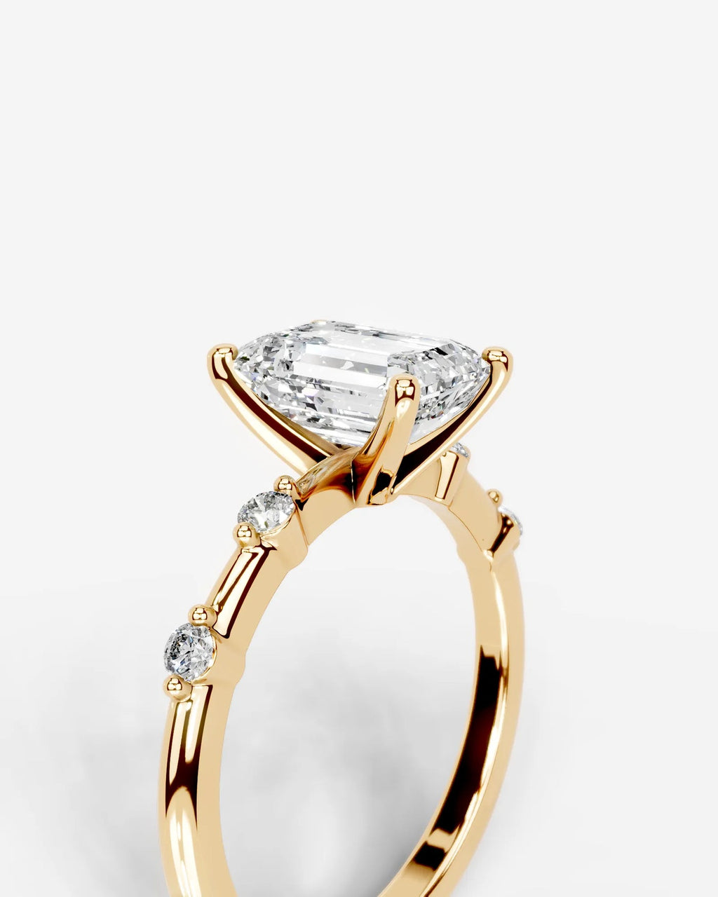 2 Carat Lab Grown Emerald Cut Diamond Engagement Ring with Accent Diamonds