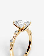 2 Carat Lab Grown Emerald Cut Diamond Engagement Ring with Accent Diamonds
