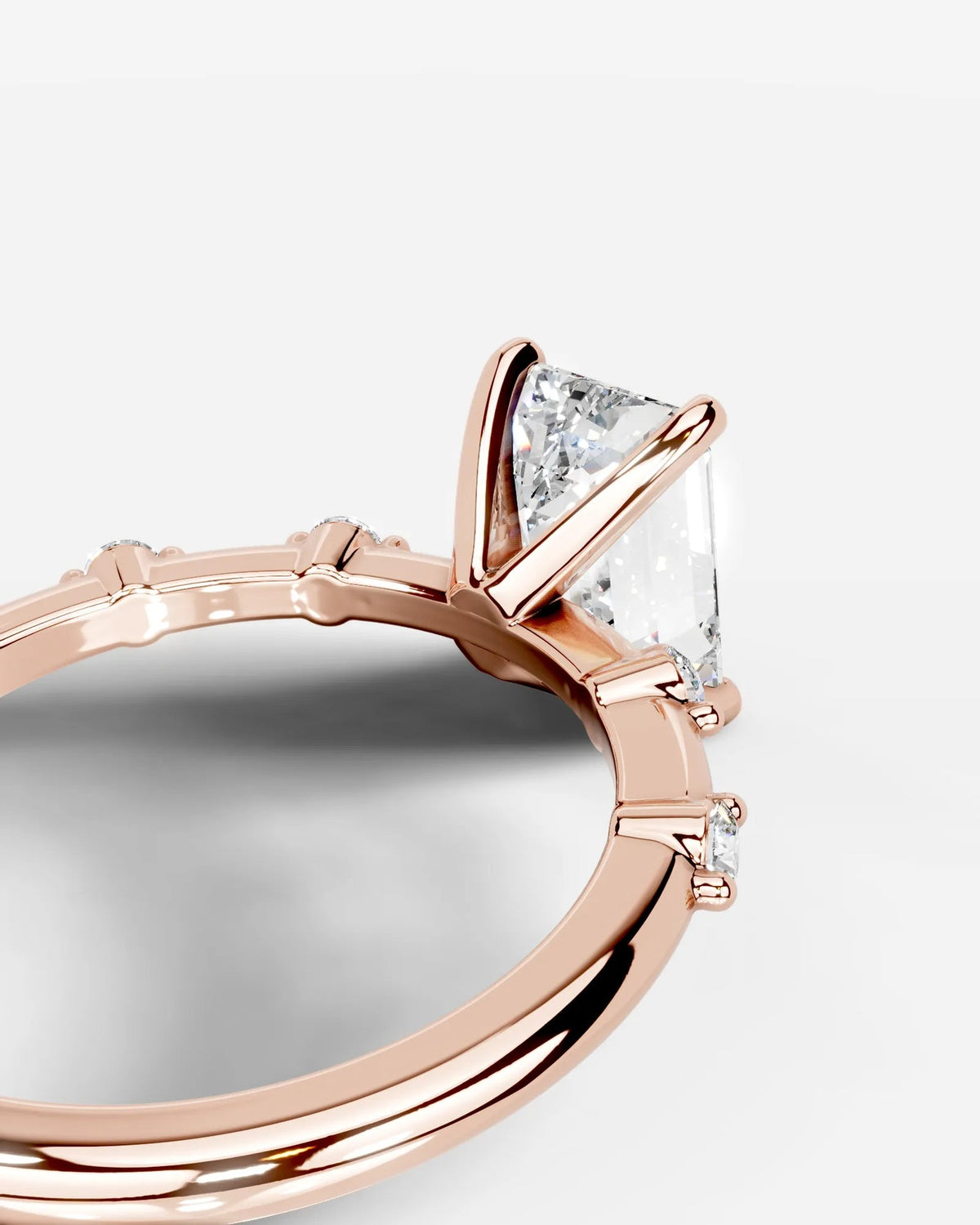 2 Carat Lab Grown Emerald Cut Diamond Engagement Ring with Accent Diamonds