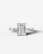 2 Carat Lab Grown Emerald Cut Diamond Engagement Ring with Accent Diamonds