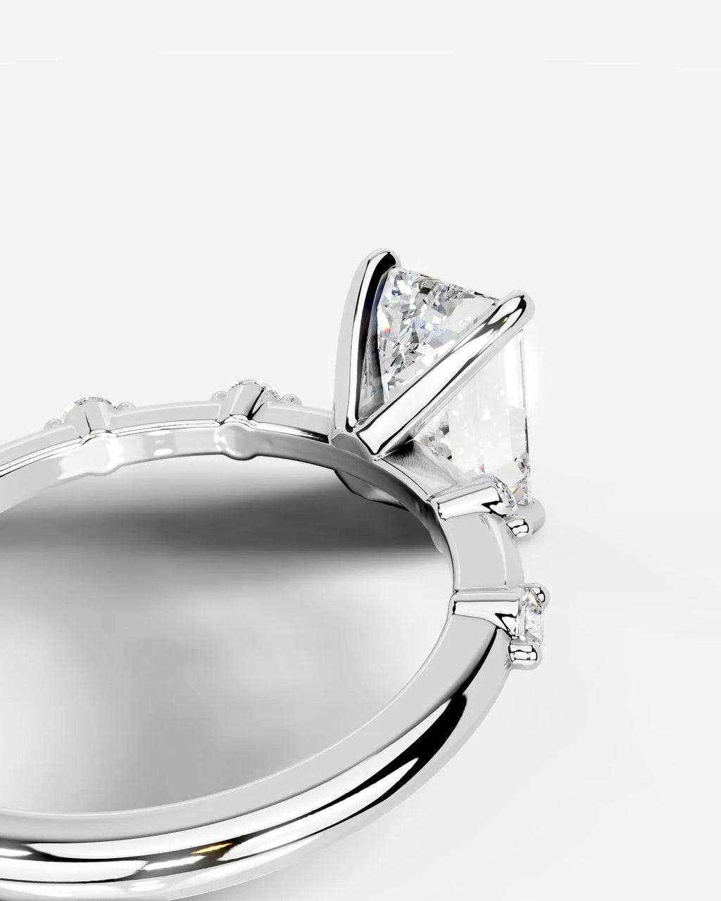 2 Carat Lab Grown Emerald Cut Diamond Engagement Ring with Accent Diamonds