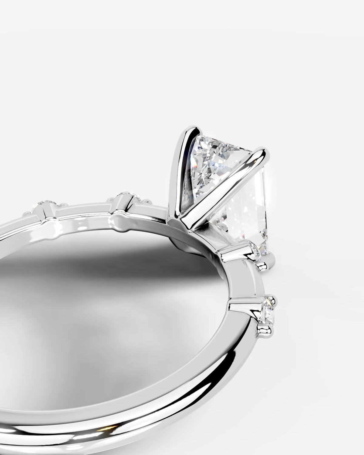 2 Carat Lab Grown Emerald Cut Diamond Engagement Ring with Accent Diamonds