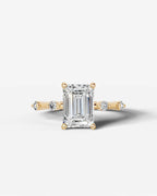 2 Carat Lab Grown Emerald Cut Diamond Engagement Ring with Accent Diamonds