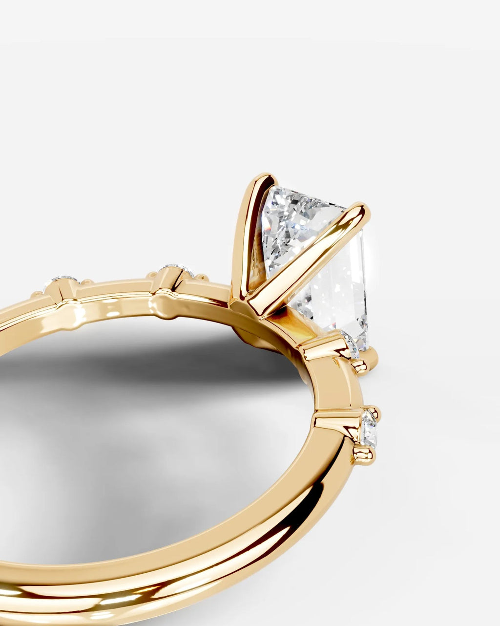 2 Carat Lab Grown Emerald Cut Diamond Engagement Ring with Accent Diamonds