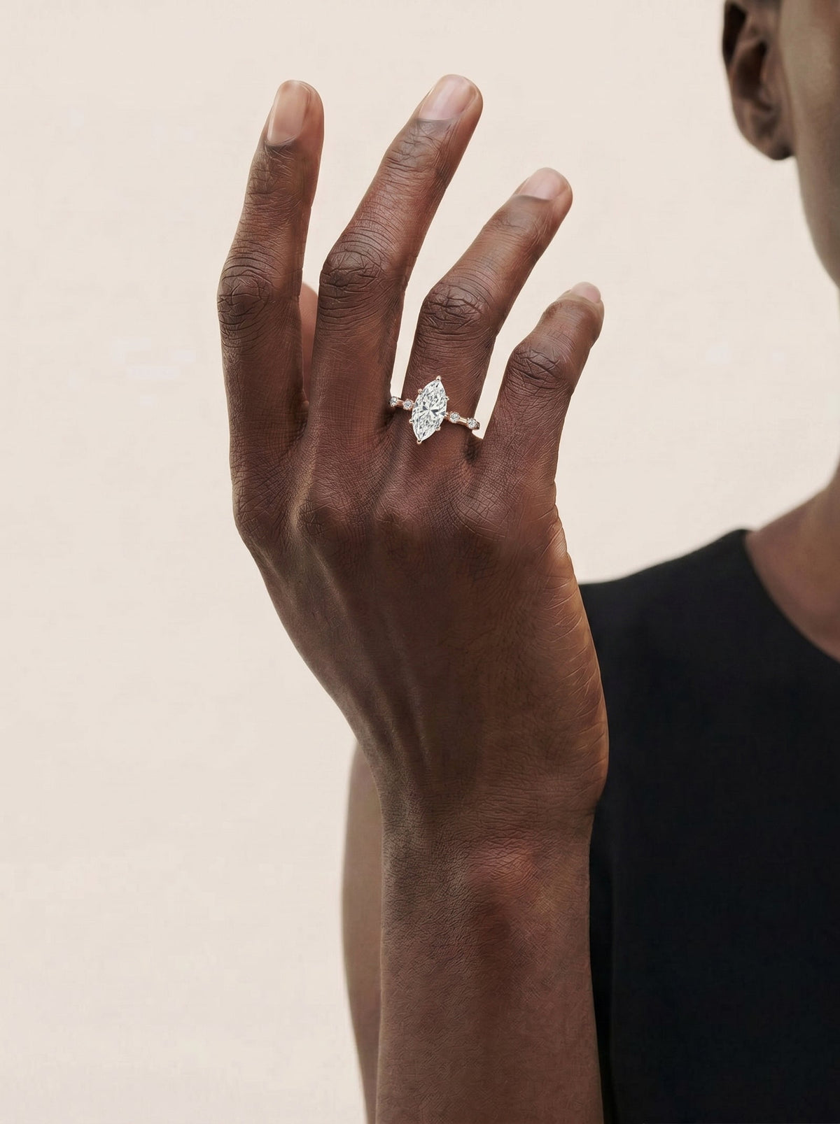 2 Carat Lab Grown Marquise Cut Diamond Engagement Ring with Accent Diamonds