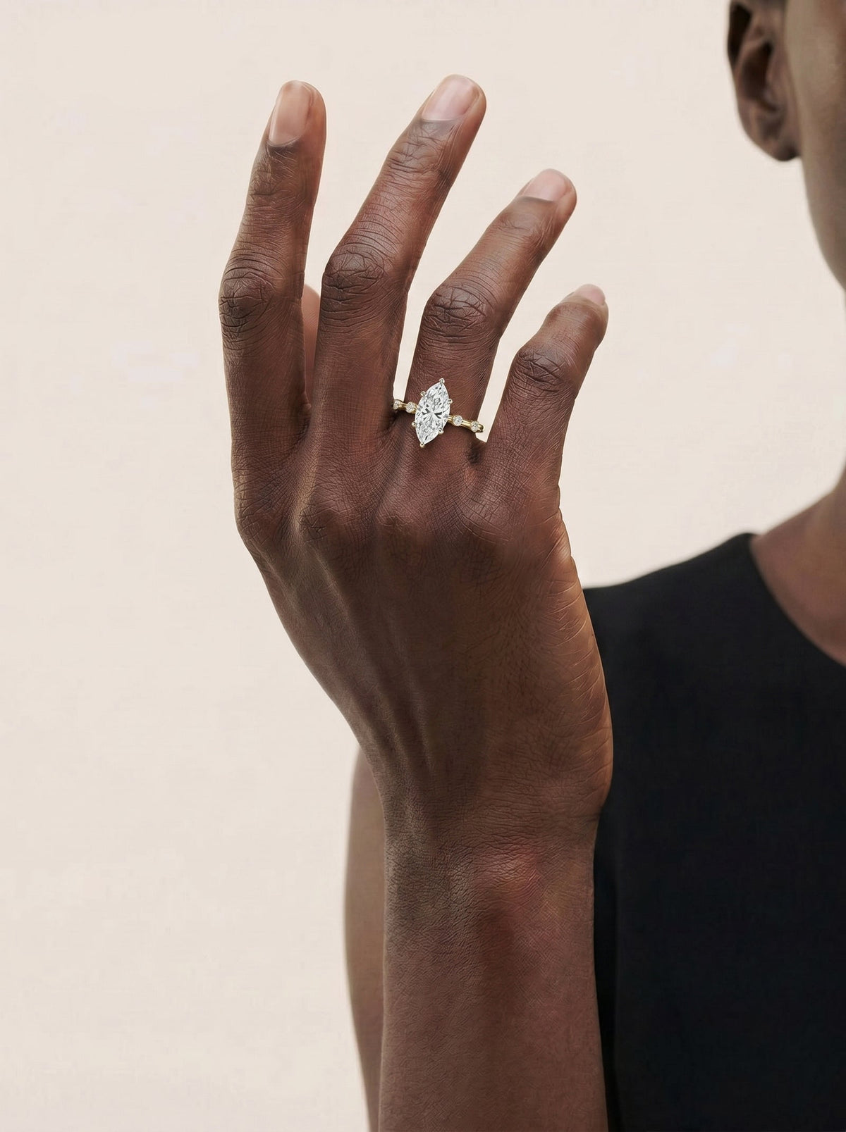 2 Carat Lab Grown Marquise Cut Diamond Engagement Ring with Accent Diamonds