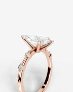 2 Carat Lab Grown Marquise Cut Diamond Engagement Ring with Accent Diamonds
