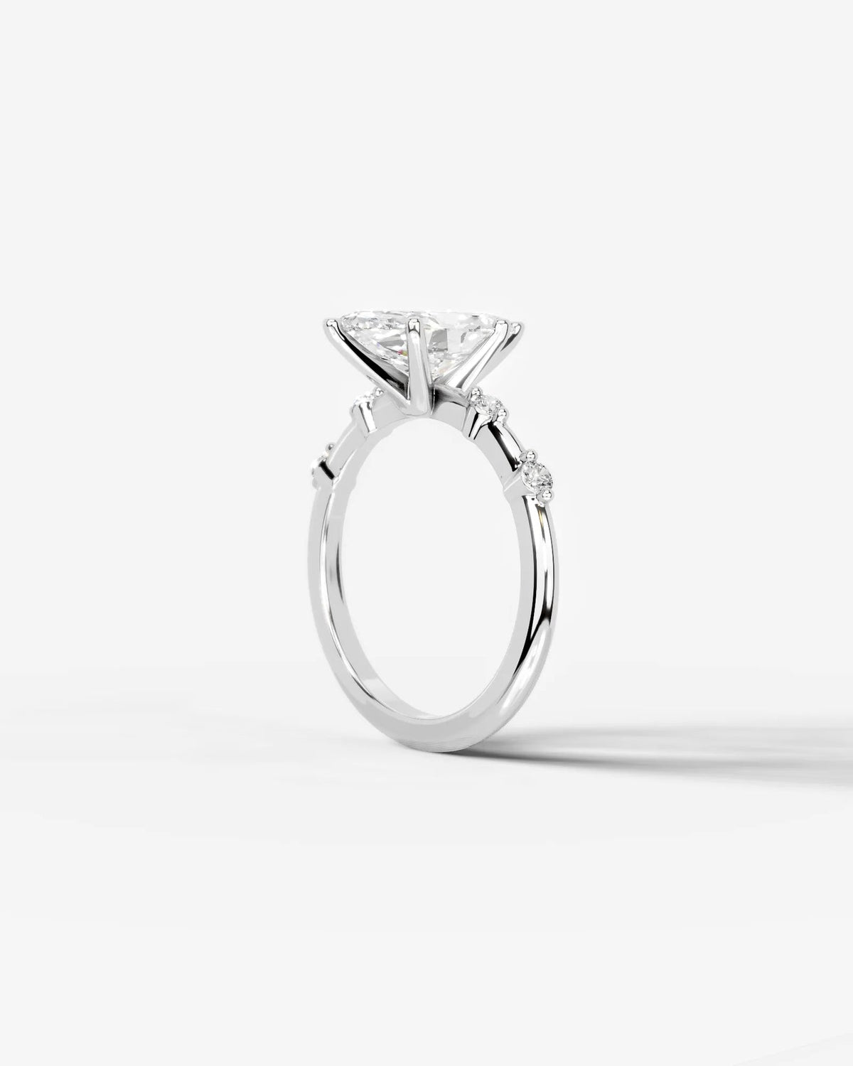 2 Carat Lab Grown Marquise Cut Diamond Engagement Ring with Accent Diamonds