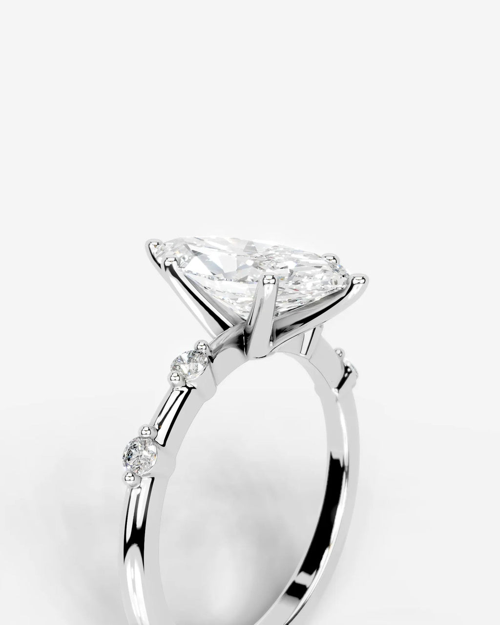 2 Carat Lab Grown Marquise Cut Diamond Engagement Ring with Accent Diamonds