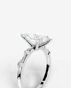 2 Carat Lab Grown Marquise Cut Diamond Engagement Ring with Accent Diamonds