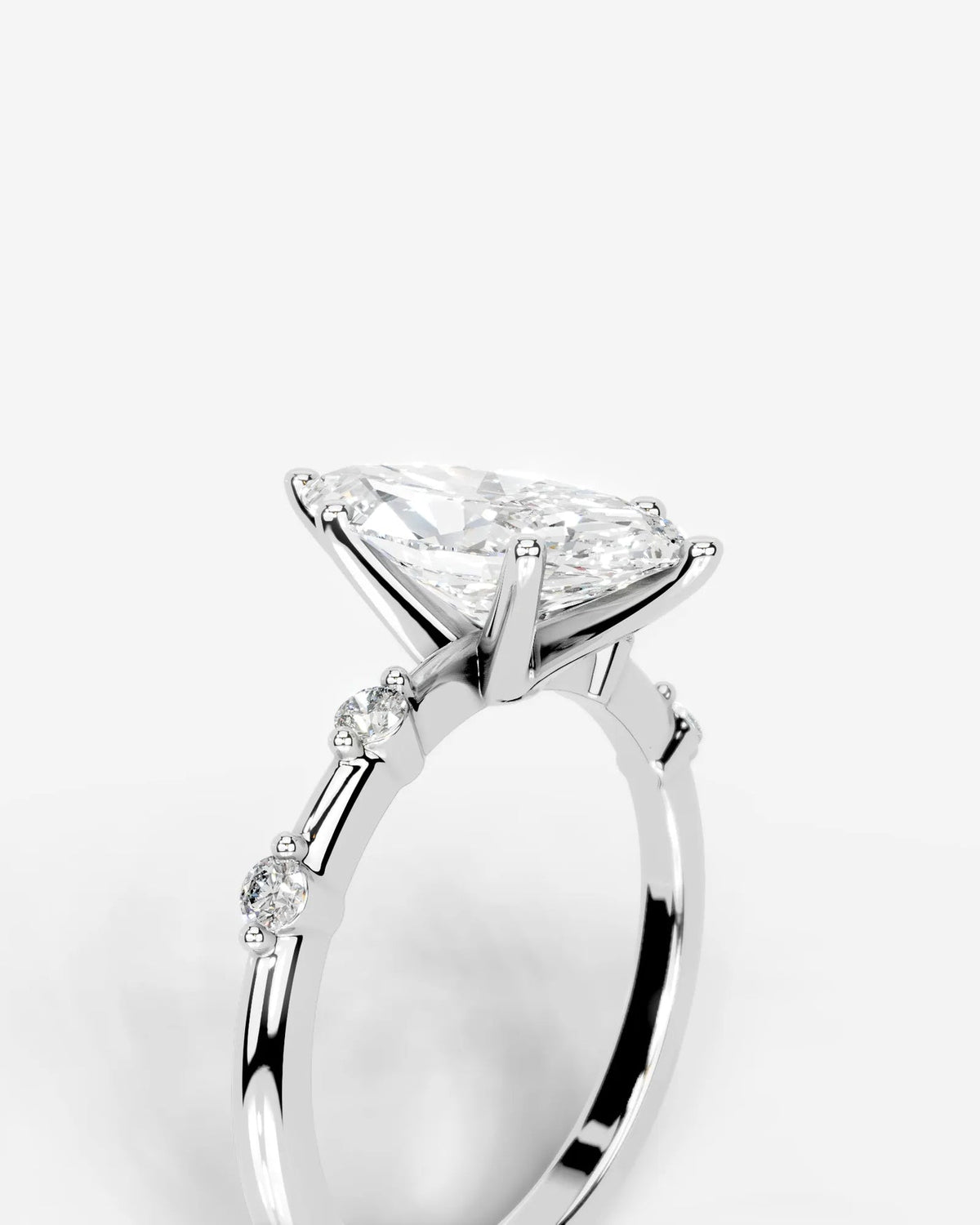 2 Carat Lab Grown Marquise Cut Diamond Engagement Ring with Accent Diamonds