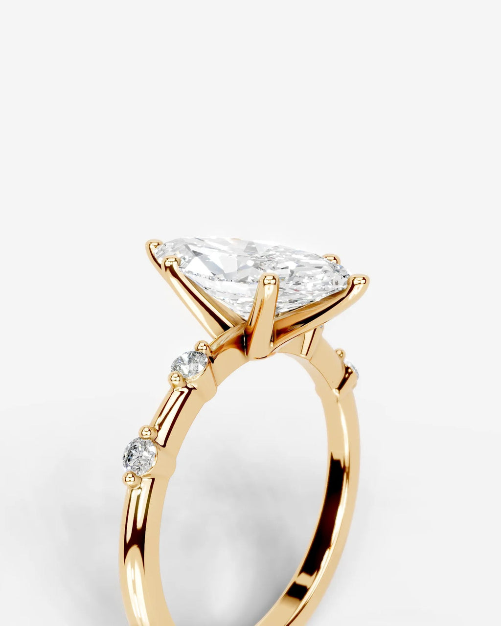 2 Carat Lab Grown Marquise Cut Diamond Engagement Ring with Accent Diamonds