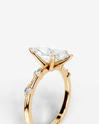 2 Carat Lab Grown Marquise Cut Diamond Engagement Ring with Accent Diamonds
