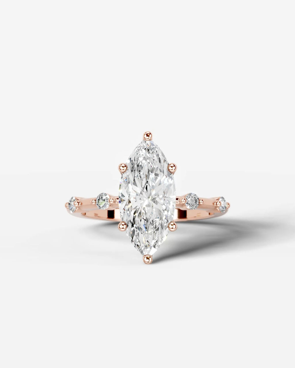 2 Carat Lab Grown Marquise Cut Diamond Engagement Ring with Accent Diamonds