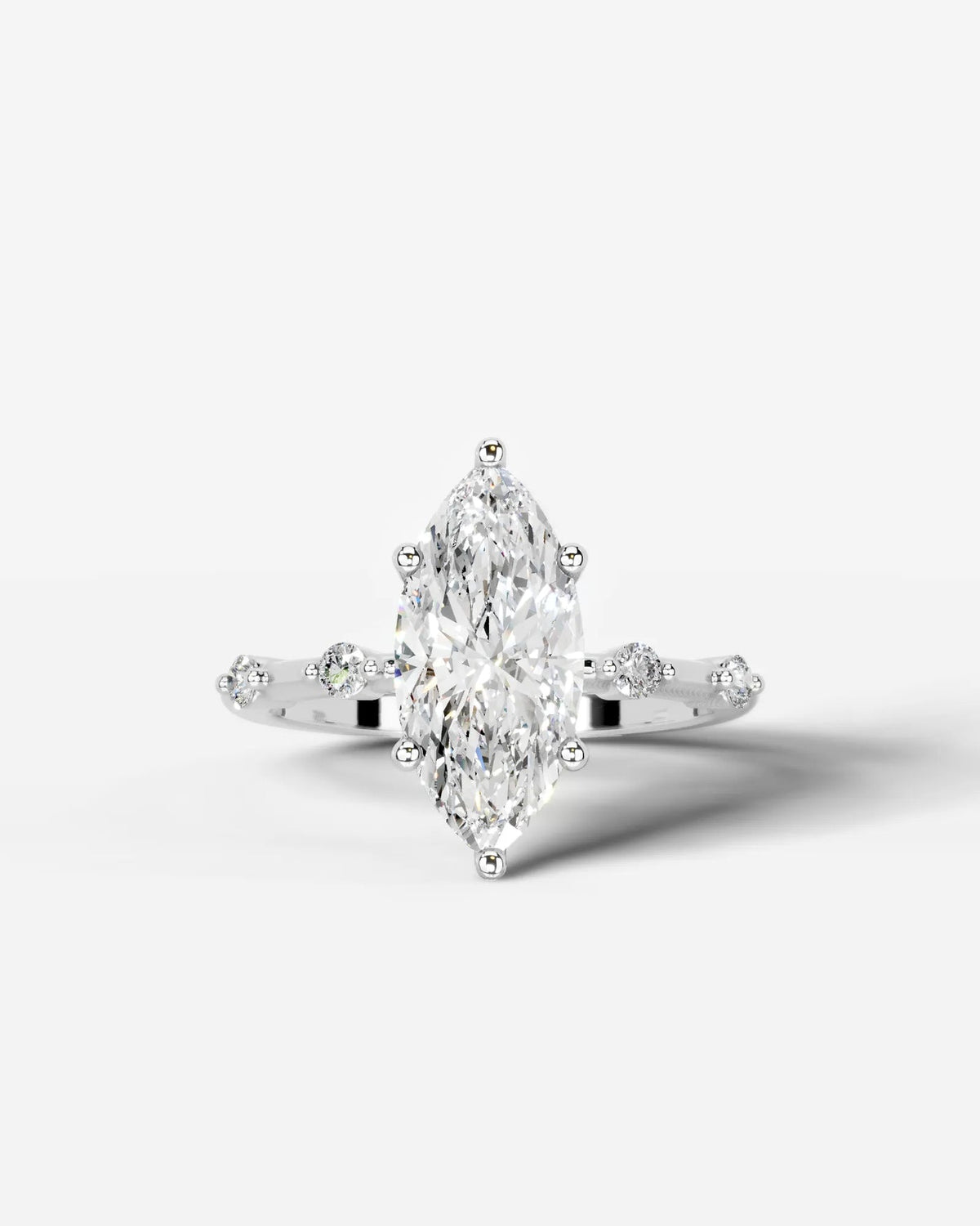 2 Carat Lab Grown Marquise Cut Diamond Engagement Ring with Accent Diamonds