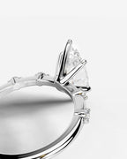 2 Carat Lab Grown Marquise Cut Diamond Engagement Ring with Accent Diamonds