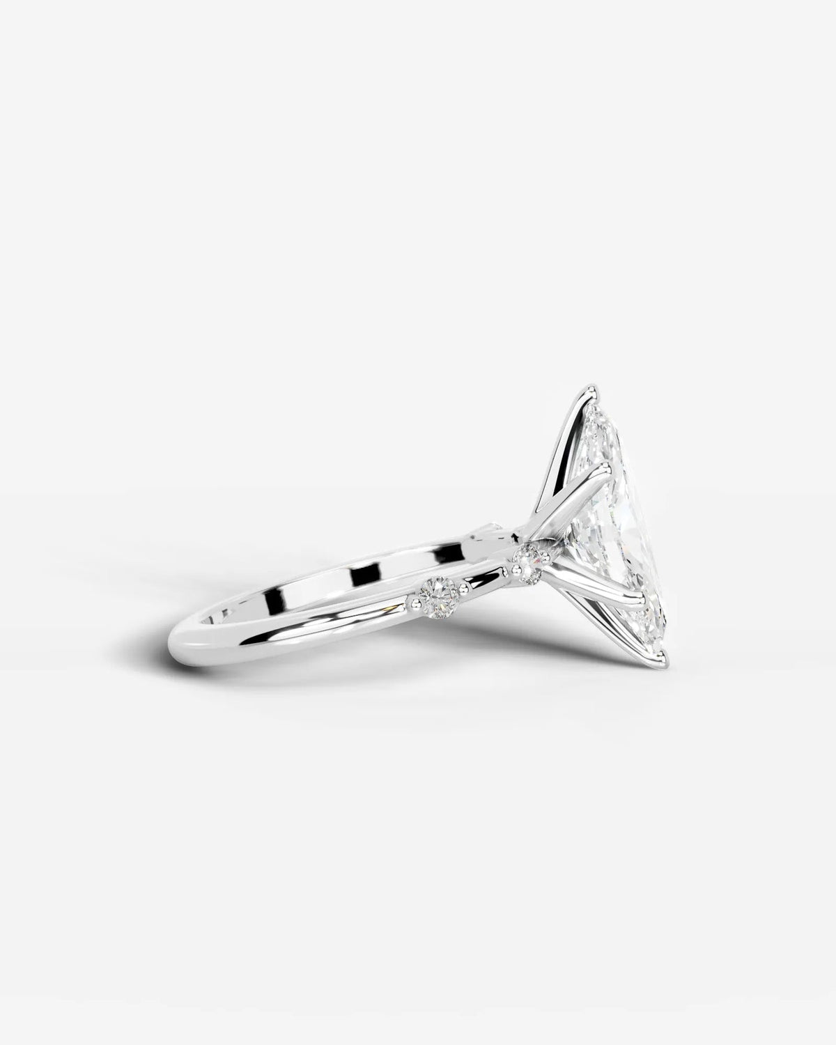 2 Carat Lab Grown Marquise Cut Diamond Engagement Ring with Accent Diamonds