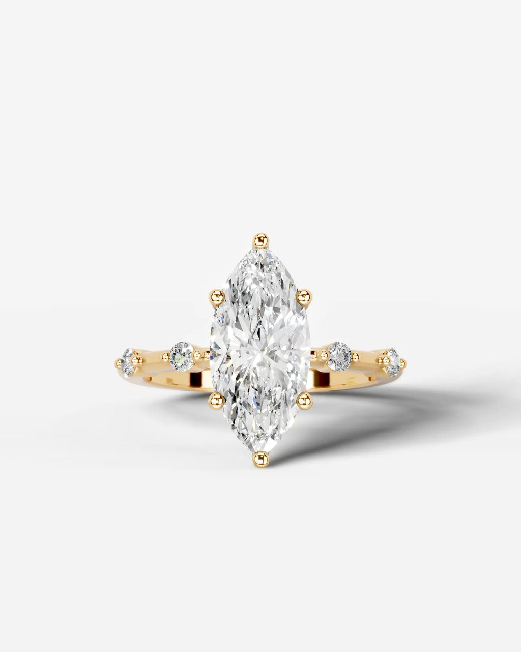 2 Carat Lab Grown Marquise Cut Diamond Engagement Ring with Accent Diamonds