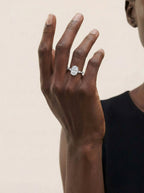 2 Carat Lab Grown Oval Cut Diamond Side Stone Ring with Accent Diamonds