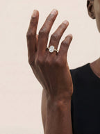 2 Carat Lab Grown Oval Cut Diamond Side Stone Ring with Accent Diamonds
