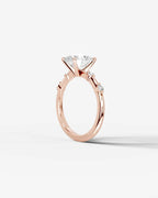 2 Carat Lab Grown Oval Cut Diamond Side Stone Ring with Accent Diamonds