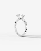 2 Carat Lab Grown Oval Cut Diamond Side Stone Ring with Accent Diamonds
