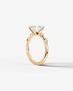 2 Carat Lab Grown Oval Cut Diamond Side Stone Ring with Accent Diamonds