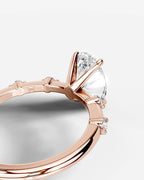 2 Carat Lab Grown Oval Cut Diamond Side Stone Ring with Accent Diamonds