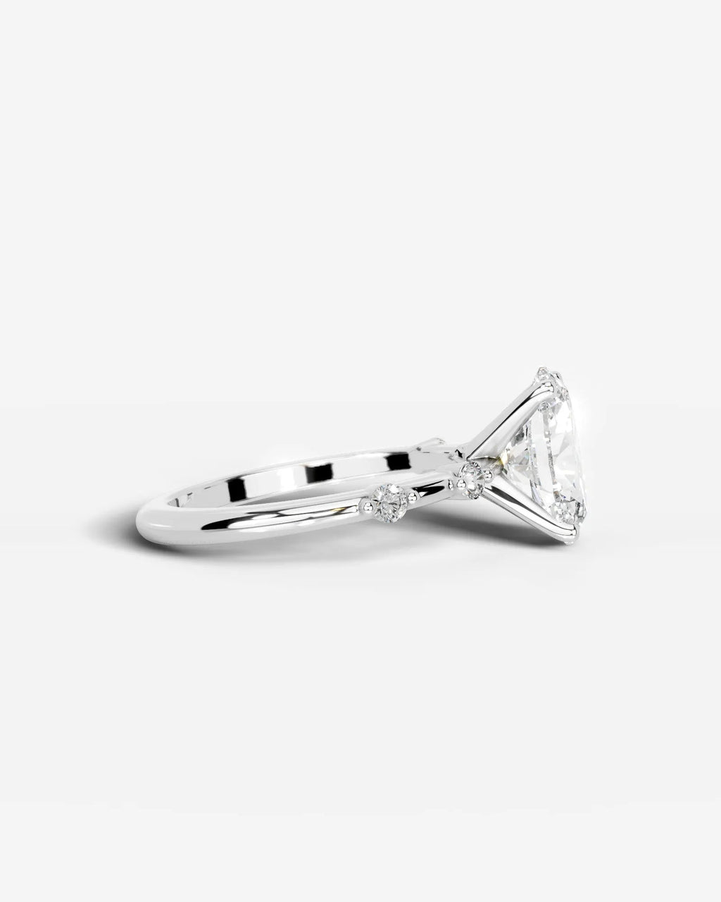 2 Carat Lab Grown Oval Cut Diamond Side Stone Ring with Accent Diamonds