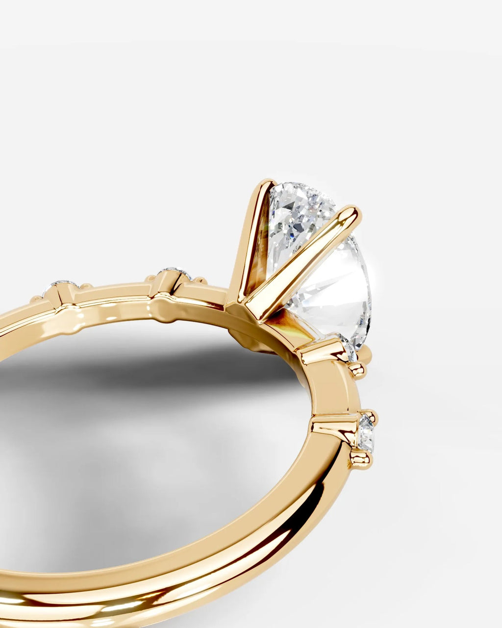 2 Carat Lab Grown Oval Cut Diamond Side Stone Ring with Accent Diamonds
