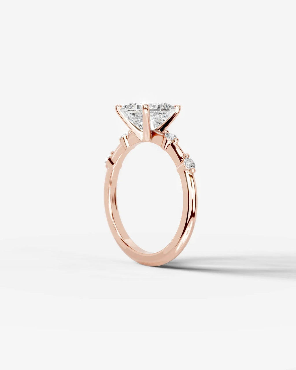 2 Carat Lab Grown Princess Cut Diamond Engagement Ring with Accent Diamonds