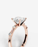 2 Carat Lab Grown Princess Cut Diamond Engagement Ring with Accent Diamonds