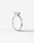 2 Carat Lab Grown Princess Cut Diamond Engagement Ring with Accent Diamonds